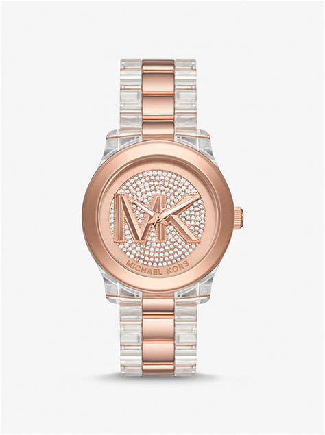 michael kors runway rose gold tone acetate watch|Runway Pavé Rose Gold.